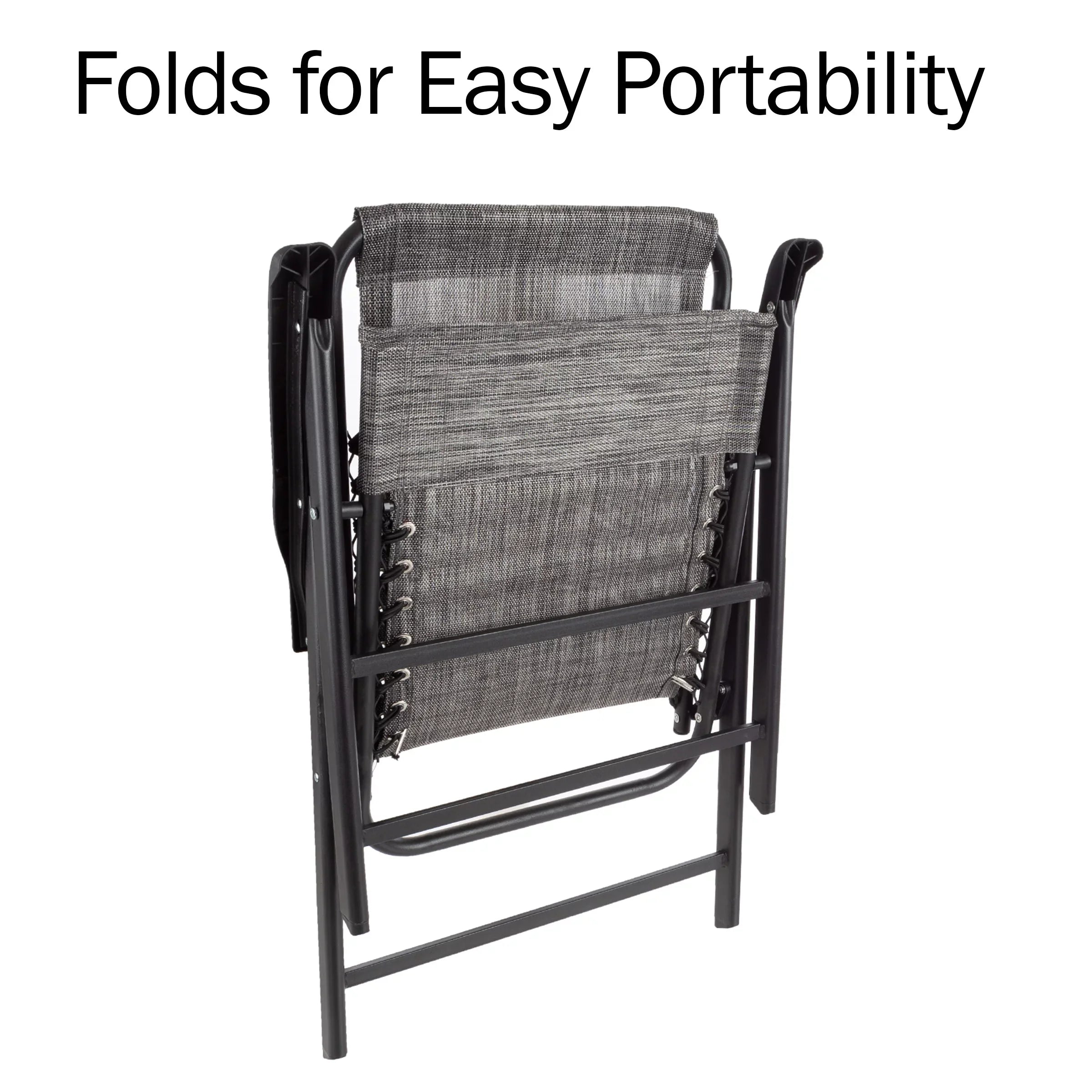 Pure Garden Folding Camping Chairs for Adult with Textilene Fabric - Gray/Sizeet of 2