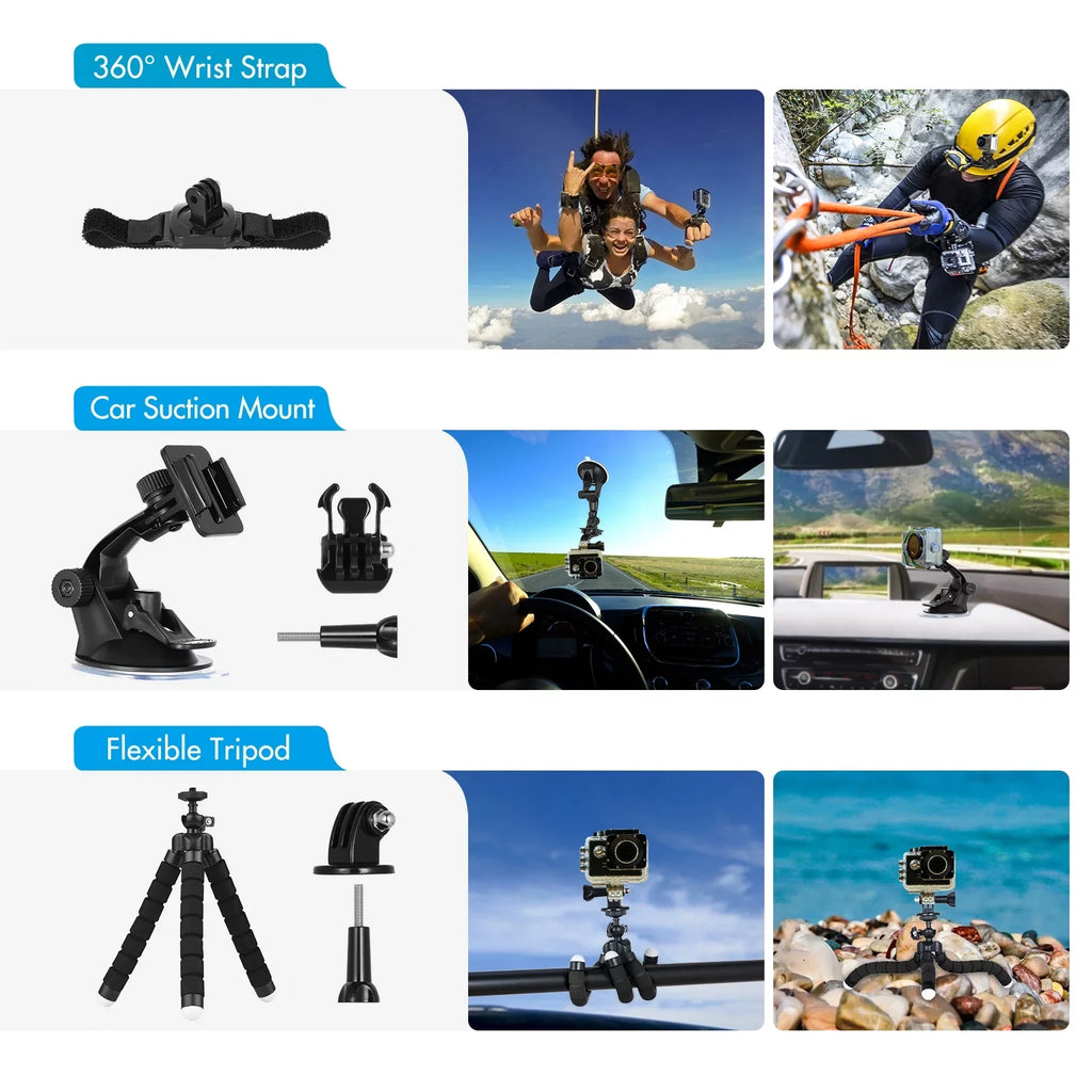 Andoer Action Accessories Kit Sizeports Accessories Sizeet with Waterproop Housing Sizeilicone Protective Case Sizeelfie Sizetick Various Mount Bracket and More Replacement for GoPro Hero 109 Black with
