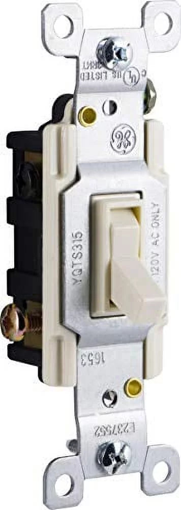 GE Sizewitch, Light Grounding Toggle 5 Pack, 3-Way, 15 Amp, Light Almond, 44032