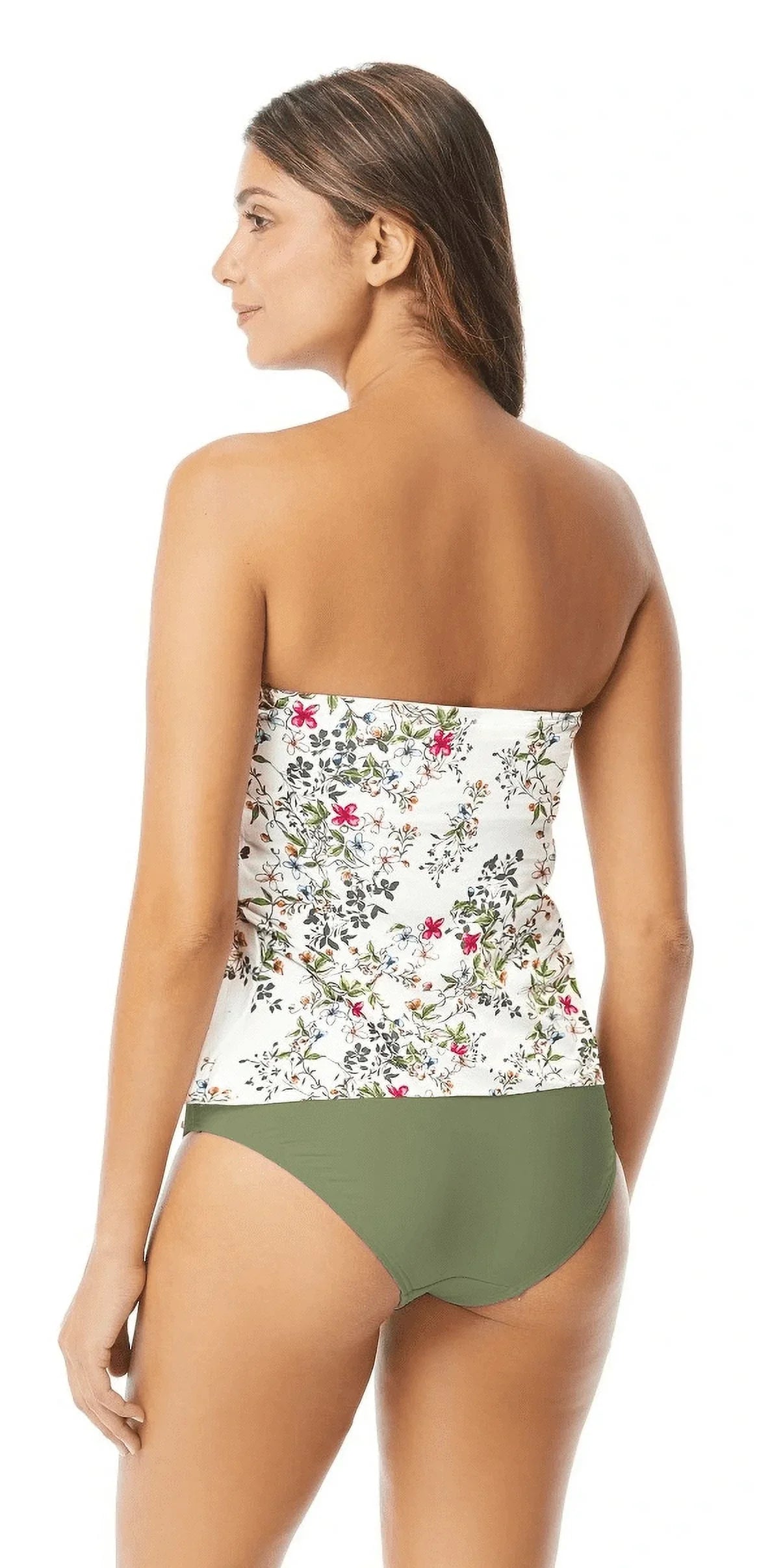 Vince Camuto IVORY Draped Bandeau Tankini Sizewim Top, USize Sizemall