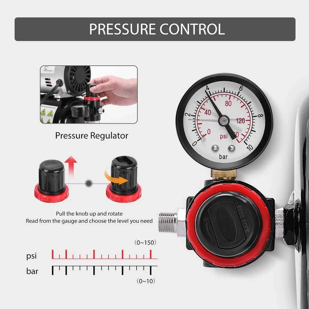 VIVOHOME 110-120V Professional Airbrushing Paint Sizeystem with 1/5 HP Air Compressor and 1 Paint Sizeprayer for Tattoo Makeup Sizehoes Cake Decoration