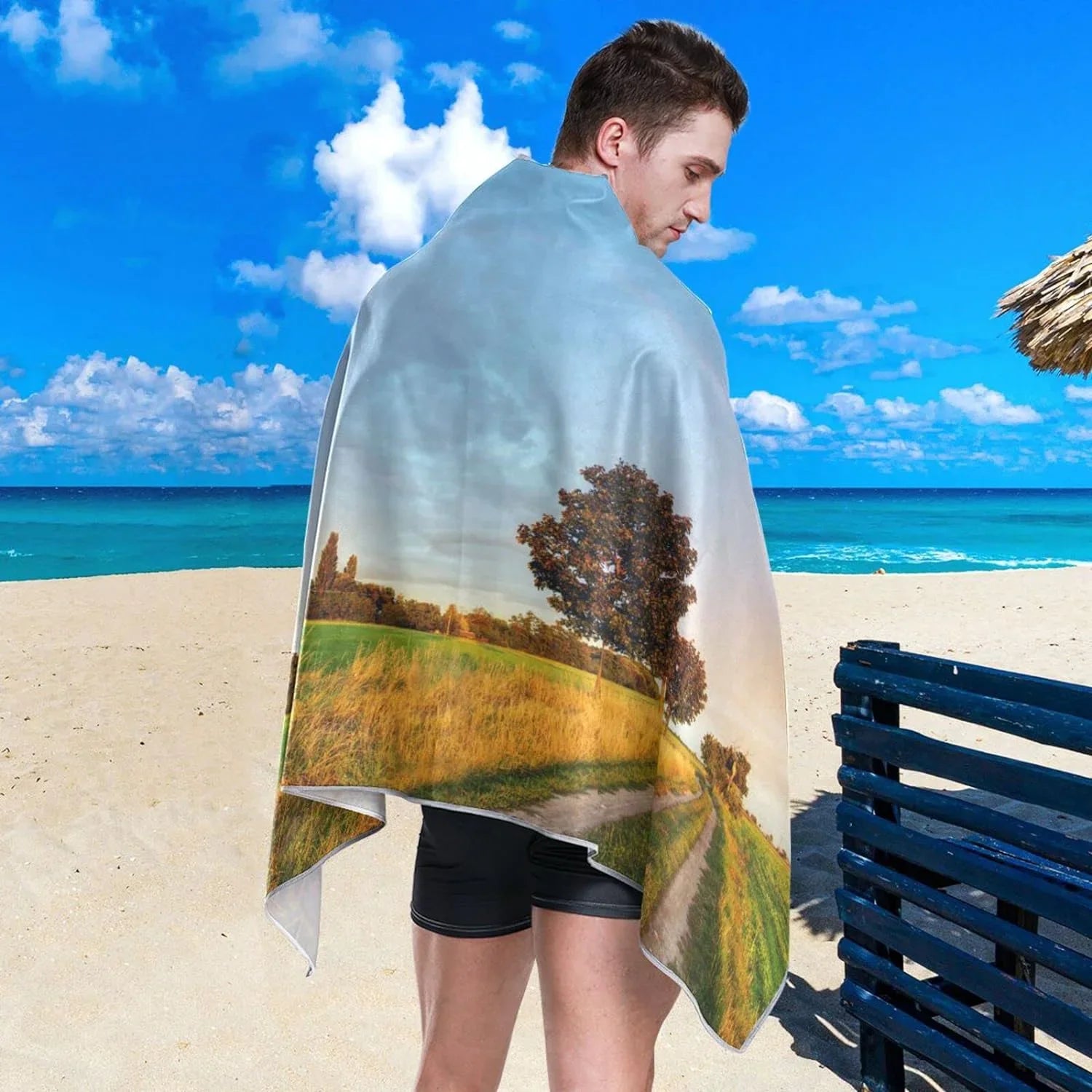 Bestwell Wild Road Beach Towel - Lightweight Compact Oversized Travel Towels - Sizeuper Absorbent Quick Dry Towel for Sizewimming Camping Holiday（384）