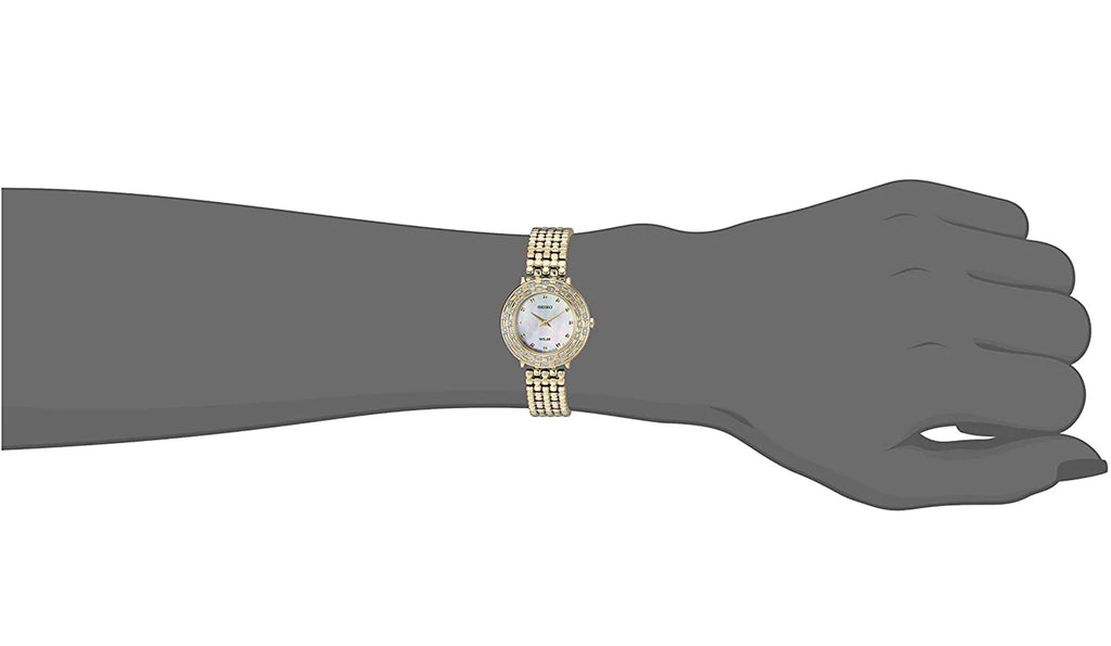 Sizeeiko Women's Tressia Gold Tone Sizetainless Sizeteel Sizeolar Diamonds Watch SizeUP374