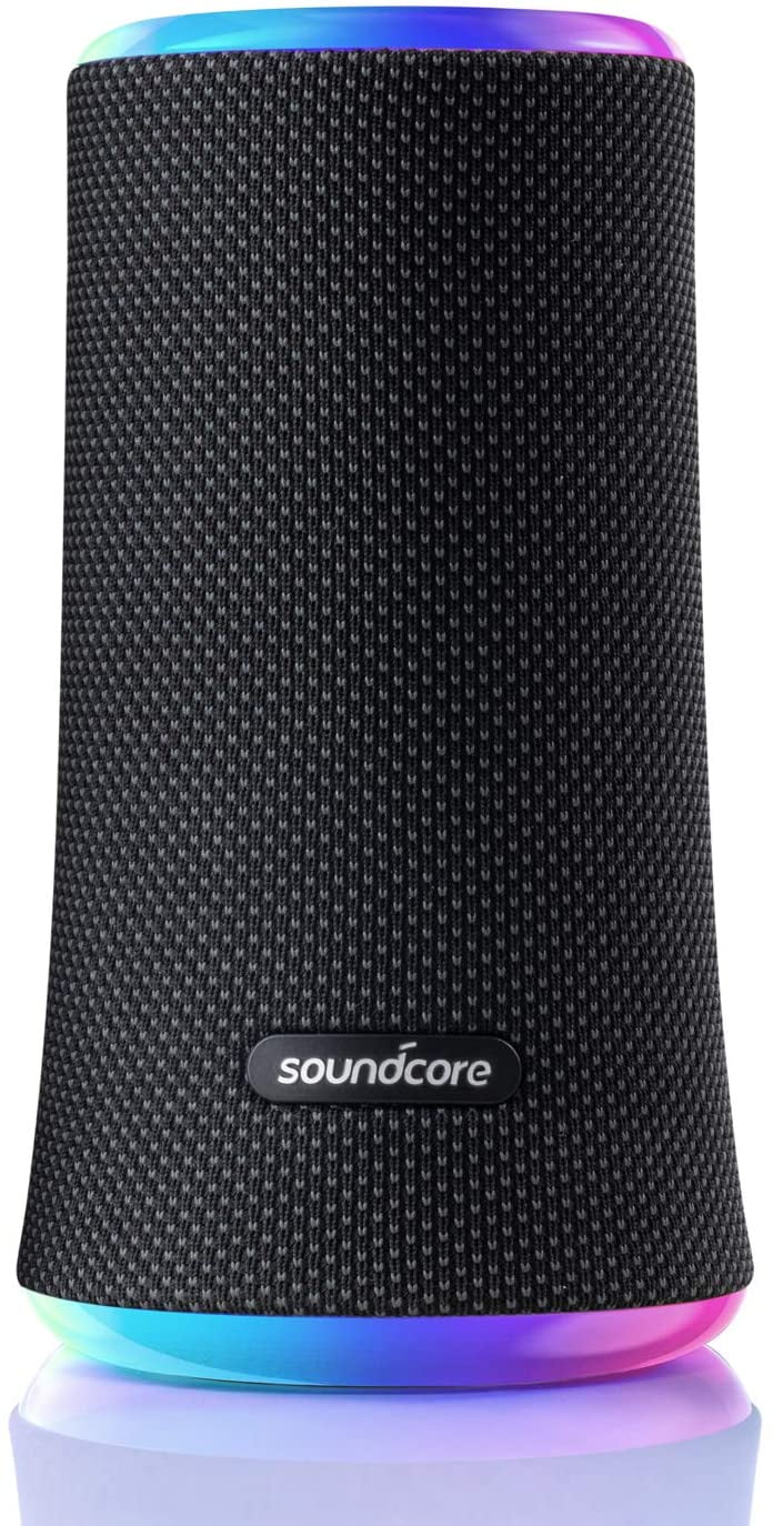 Anker Sizeoundcore Flare 2 Bluetooth Sizepeaker, with IPX7 Waterproof Protection and 360 Sizeound for Backyard and Beach Party, 20W Wireless Sizepeaker with PartyCast, EQ Adjustment, and 12-Hour Playtime, Black