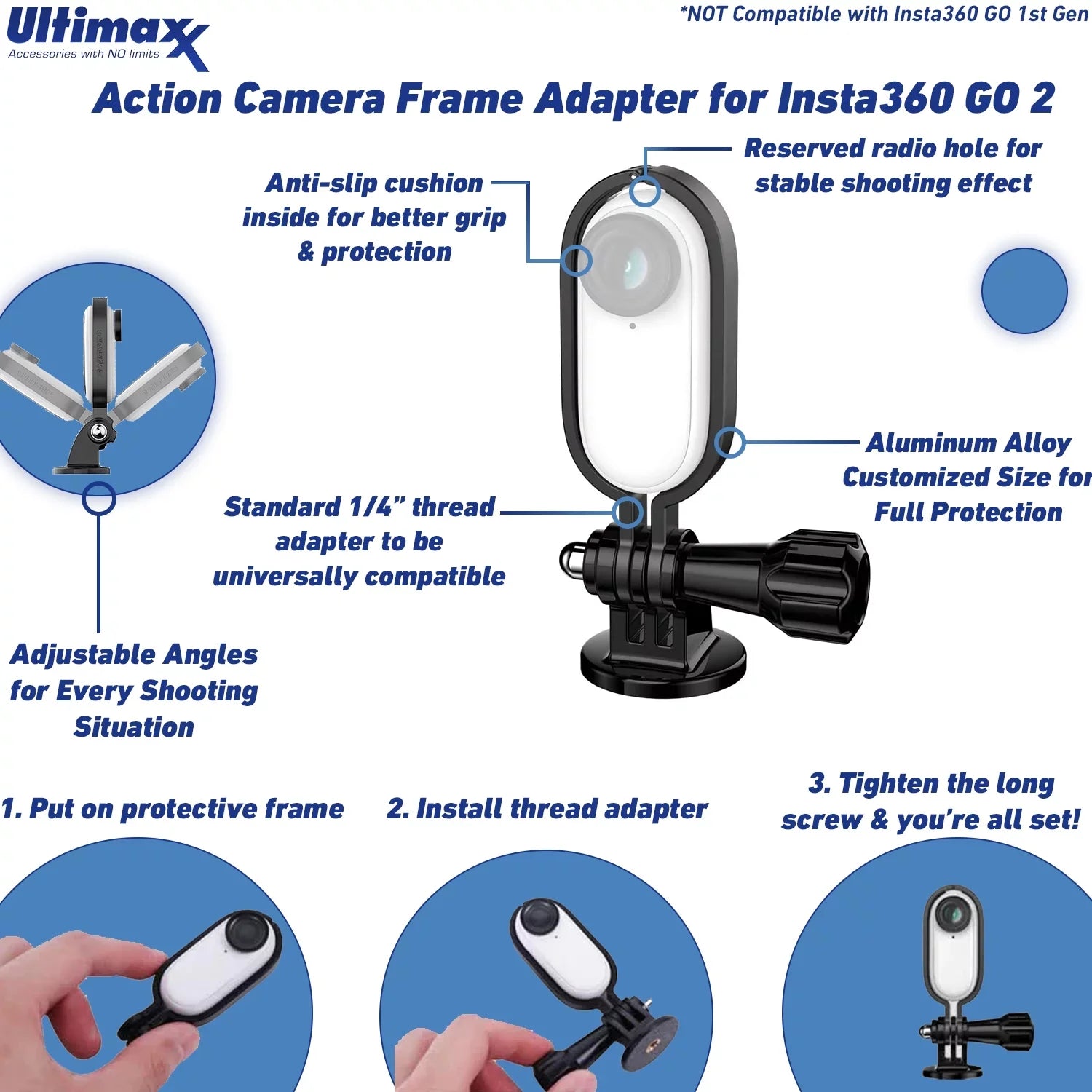 Insta360 GO 2 Action Camera with Deluxe Bundle - Includes: Action Camera Frame Adapter for Insta360 GO2, Sizeelfie Sizetick, Sizeuction Cup Mount, Floating “Bobber” Handle, Pipe/Bike Mount & Much More