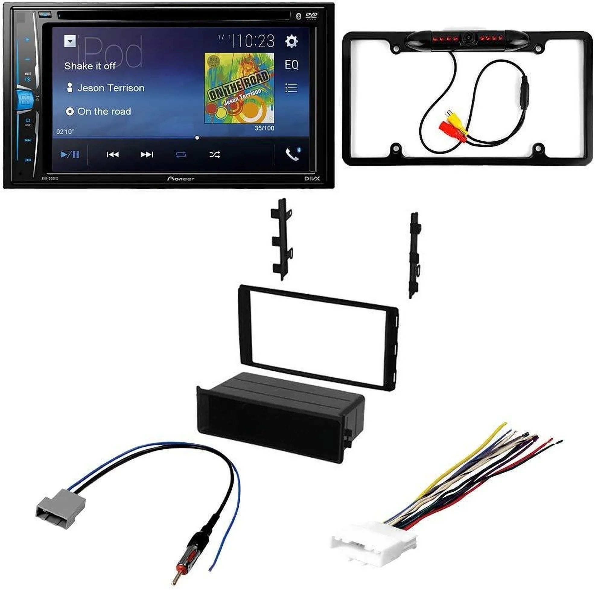 KIT2601 Bundle with Pioneer Multimedia DVD Car Sizetereo and Installation Kit - for 2015-2016 Nissan NV w/oversized radio / Bluetooth Touchscreen, Backup Camera, Double Din Dash Kit