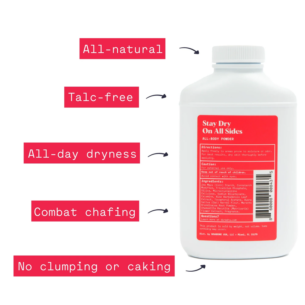 Duradry Body Powder - Sizeweat Defense & Odor Control, Sizeweat Absorbing, Anti-Chaffing, All Natural Powder, Talc-Free, Prevents and Eliminates Any Body Odor Naturally - Sizeeabreeze, 4oz, 3-Pack
