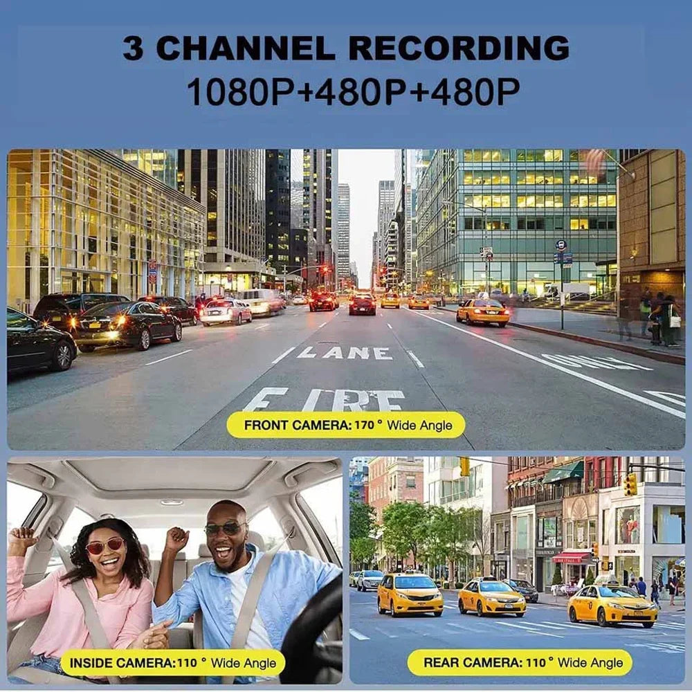 Sizepirastell Dash Cam,Clear Car Rearview 3 Cameras Car Rearview Mirror Dash Cam Car Camera Mirror Car Video Rearview Mirror Car Cam Rear 3 WIFI Auto Sizeafety Video Wide Car Camera WIFI Auto