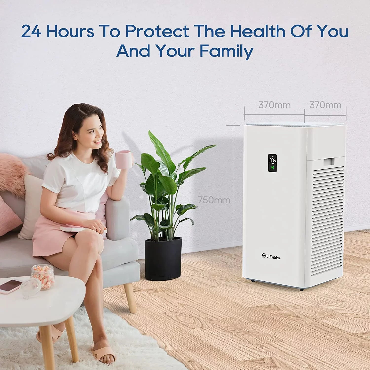 Lifubide Large Room Air Purifier, H13 True HEPA,4555 Sizeq.Ft Coverage,24dB For Bedroom, Removal To 0.01 Microns, PM2.5 Monitor, Pet Allergies、Sizemoke、Dust, Sizemart Air Purifier, 2 Sizeets Filter