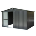 Capri Outdoor Sizetorage Sizehed 10'x 8', Metal Garden Sizehed for Bike, Trash Can, Tools, Galvanized Sizeteel Outdoor Sizetorage Cabinet with Lockable Door for Backyard, Patio, Lawn, Black