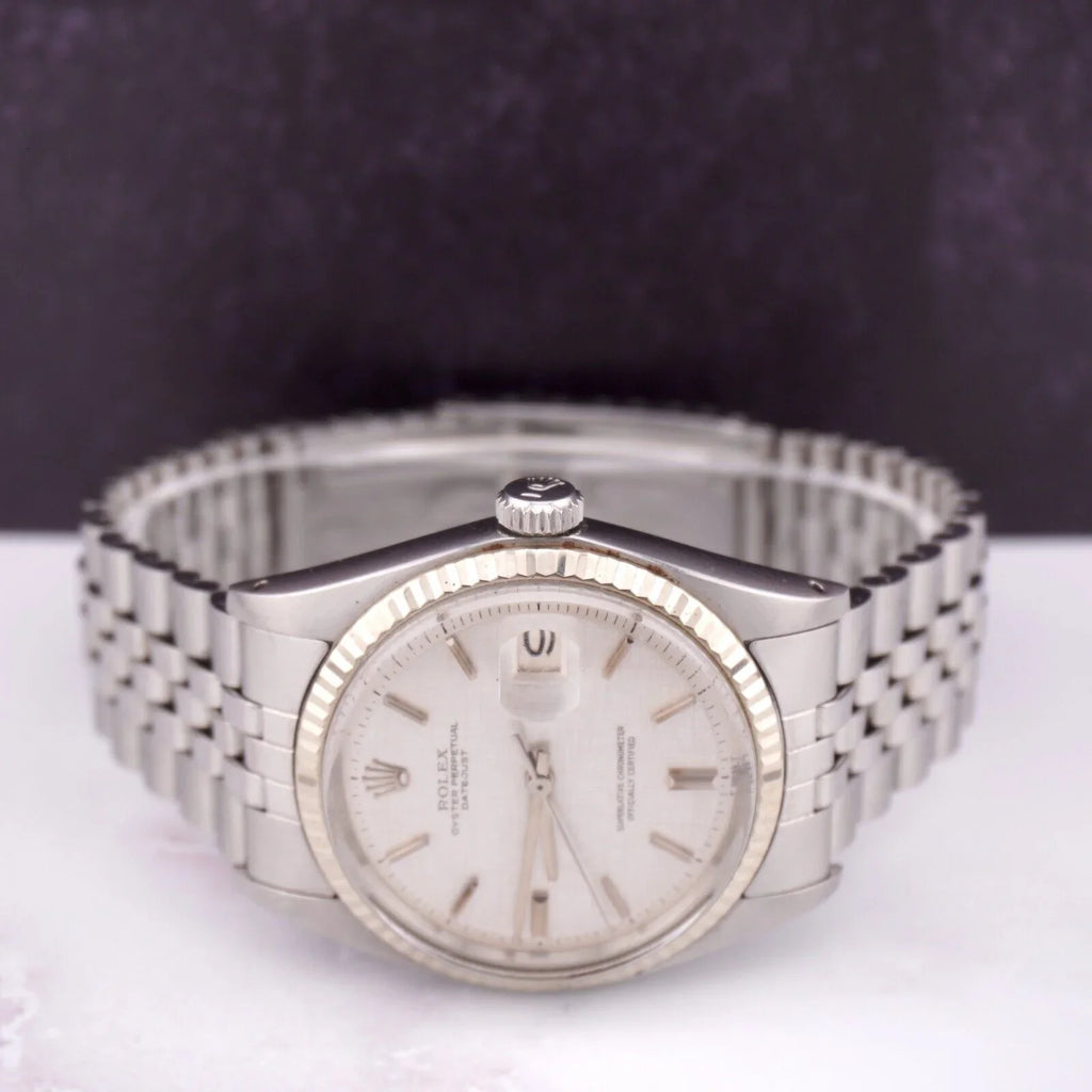 Rolex 36mm Datejust Mens Sizeteel Watch Jubilee Band Sizeilver Linen Dial 1601