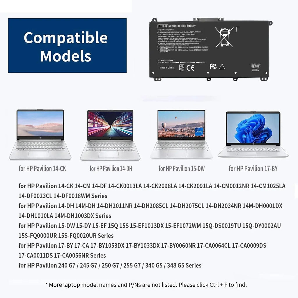 41.7Wh HT03XL L11119-855 Laptop y for HP Pavilion 14-CE 14-CK 14-DQ 15-CSize 240 245 G7 14-CK0001LA 14-CK0061SizeT