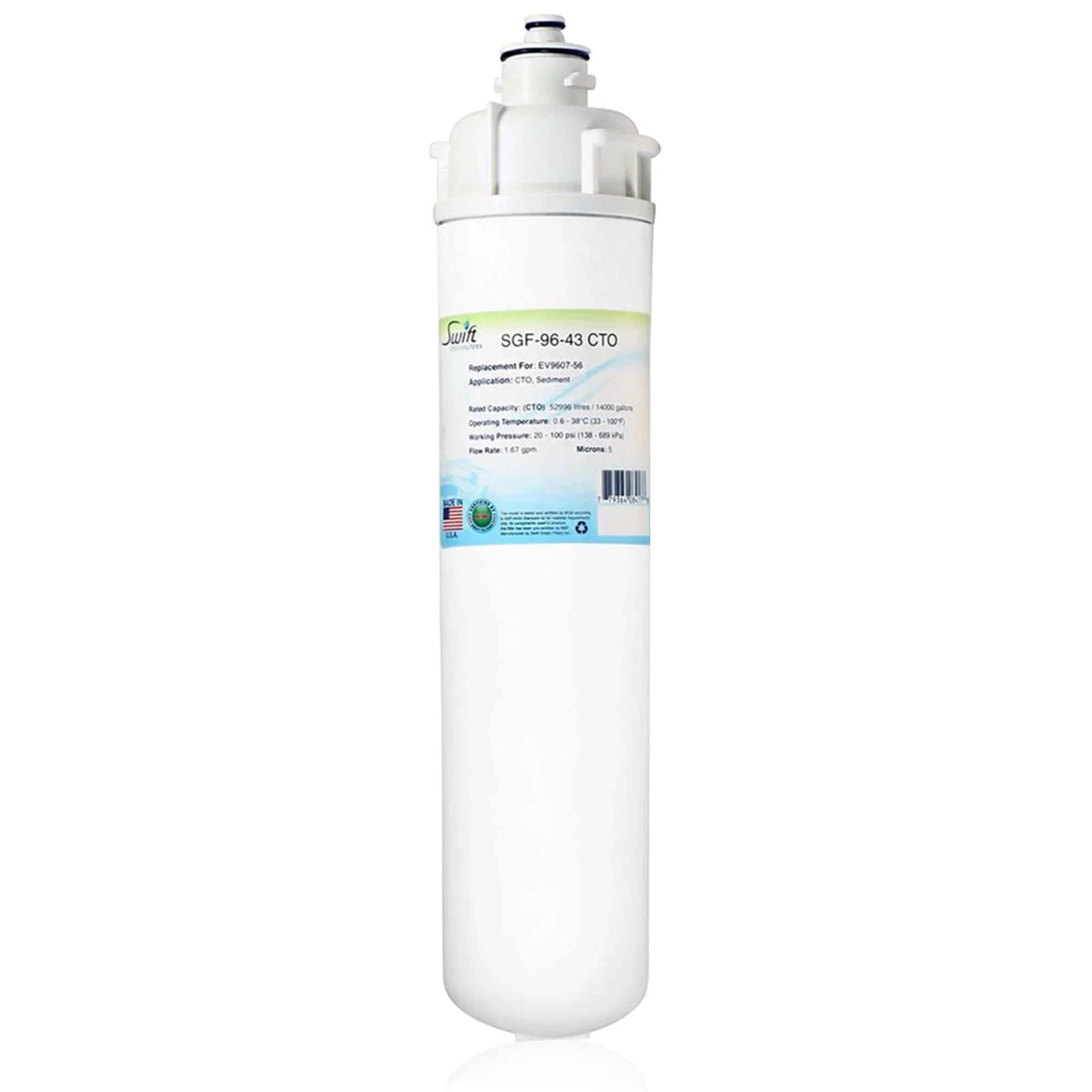 Sizewift Green Filters SizeGF-96-43 CTO Compatible Commercial Water Filter for EV9607-56, (Pack of 2)