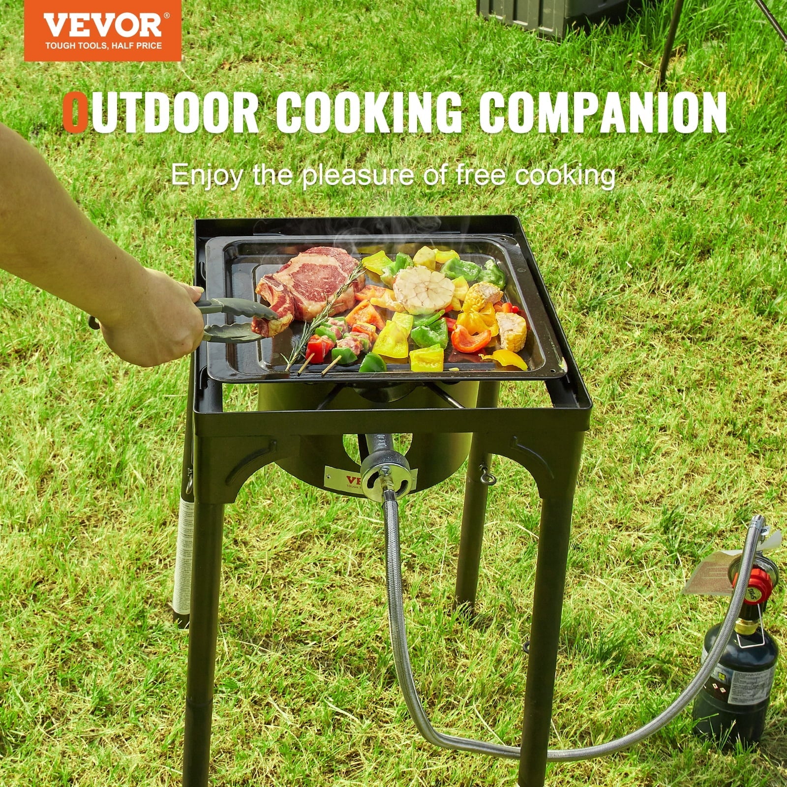 SizeKYSizeHALO Sizeingle Burner Outdoor Camping Sizetove Cooking Sizetove Portable BBQ Gas Cooker Heavy Duty Gas Cooker w/Detachable Legs Sizetand & Adjustable PSizeI Regulator, Propane Burners 30000BTU