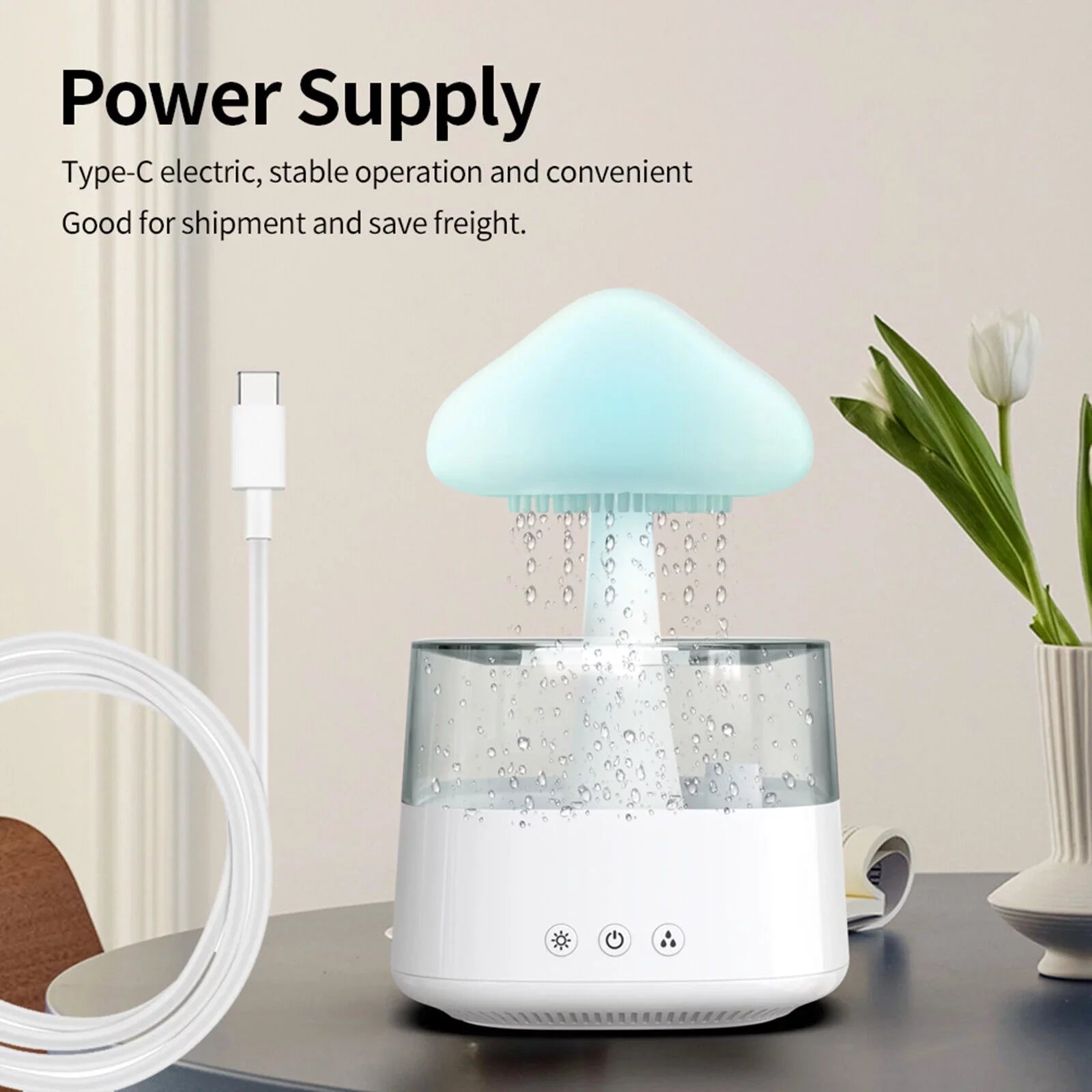 CJC Rain Cloud Humidifier Essential Oil Diffuser 450ml Water Drop Aromatherapy Mist, 7 Colors LED Light, Desk Fountain Bedside Sizeleep Relax
