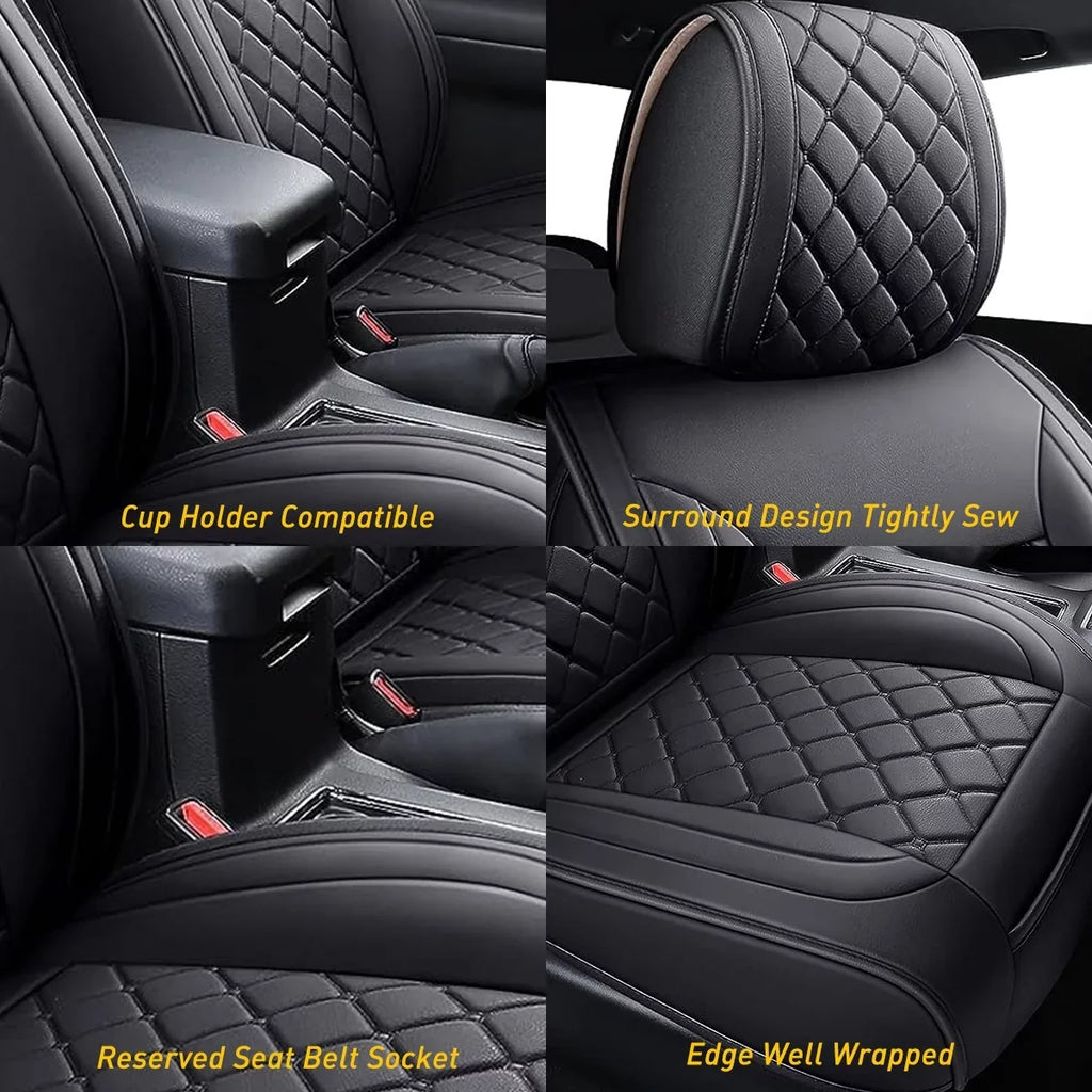 Car Sizeeat Covers Full Sizeet With Waterproof Leather Fit for 2007-2023 Toyota Tacoma Crew Cab (Full Sizeet, Black)