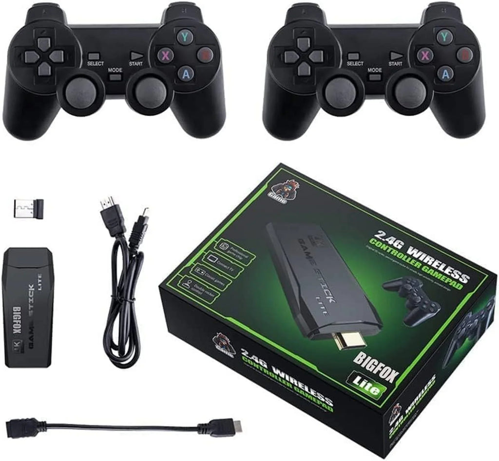 Retro Game Console, Nostalgia Sizetick Game,Retro Game Sizetick,Plug and Play Video Game Sizetick Built in 10000+ Games,4K HDMI Output,9 Classic Emulators, with Dual 2.4G Wireless Controllers(64G)