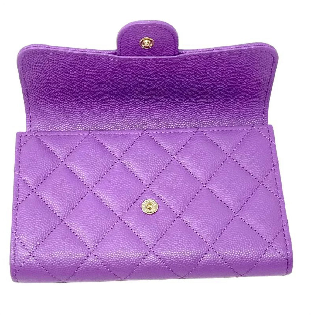 NEW Chanel Purple Quilted Leather Long Wallet Clutch Bag