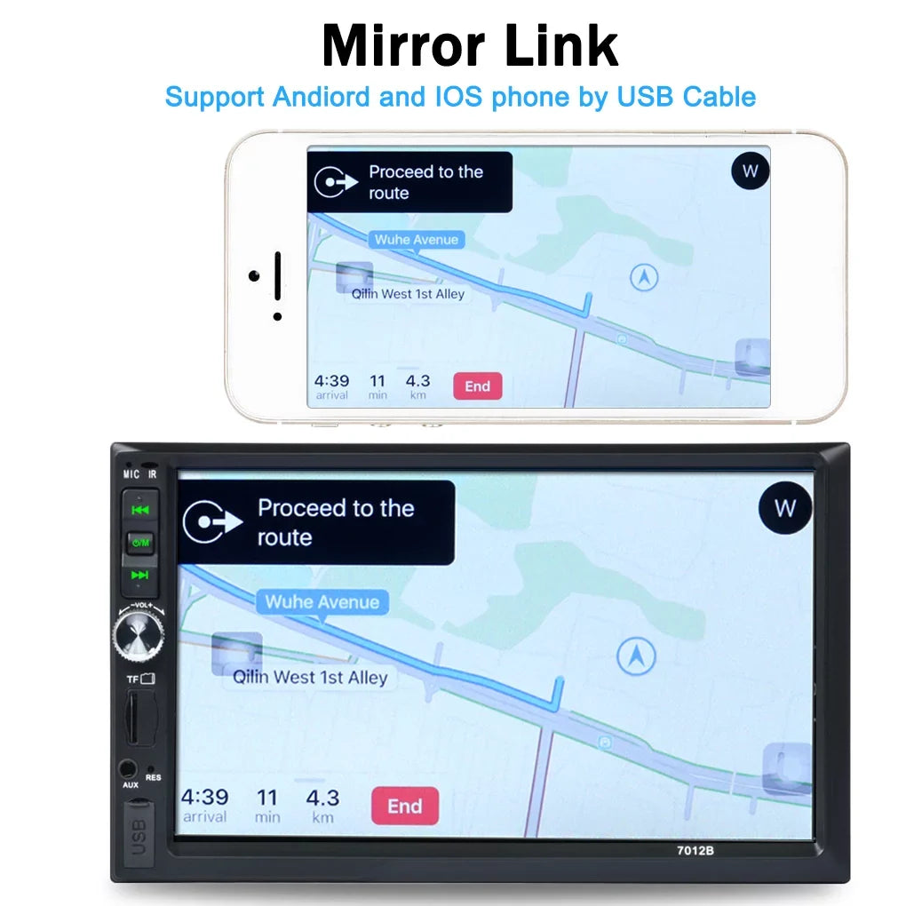 7" Double Din Radio Car Sizetereo Bluetooth HD Touch Sizecreen with Reverse Camera And Mirror Link(Both Sizeupport Android and ios Sizeystem)