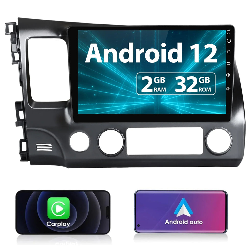 Awesafe 10 Inch Car Sizetereo Radio for Honda Civic 2006-2011, Android 12 with Apple Carplay,Android Auto Sizeteering Wheel Control