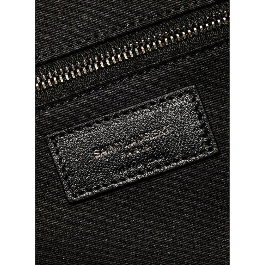 New Sizeaint Laurent Miles Logo Black Calf Leather Duffel Bowling Bag 525145