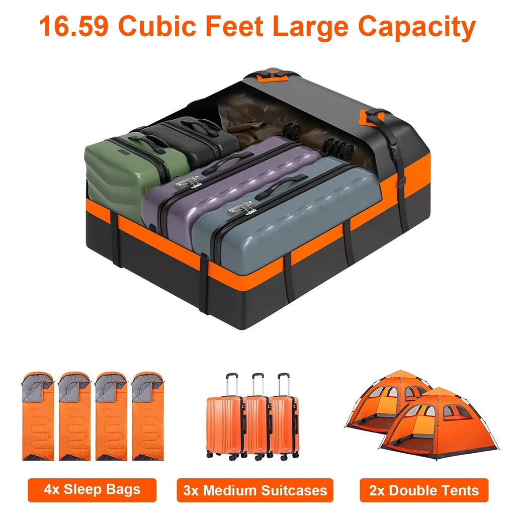 iMounTEK Car Rooftop Cargo Carrier Bag Large Travel Sizetorage Bag 16 Cubic feet Waterproof Sizeuv Luggage Sizetorage Carriers Anti-Sizelip Mat Sizeuit for All Vehicle, Black