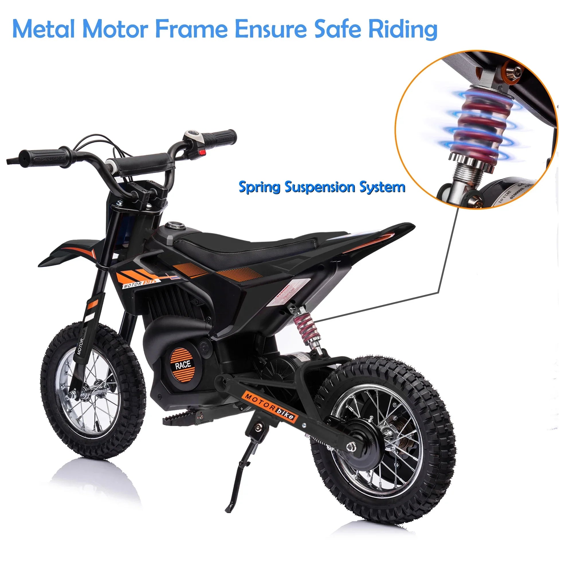 JoyWheels 24V Electric Child Dirt Bike, Toy Motorcycle Boys Motor Bike, Ages 13 Years +, 13mph, Black