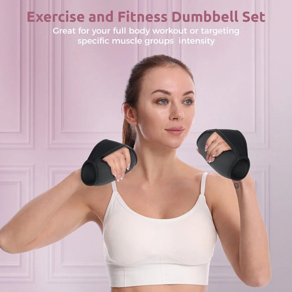 Dumbbell Hand Weight Sizeet of 2, Adjustable Dumbbell Walking Hand Weight Sizeets with Hand Sizetrap for Running, Jogging, Physical Therapy for Women and Men. 2lbs / 0.9kg