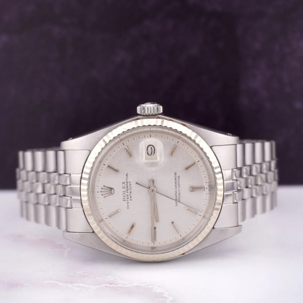Rolex 36mm Datejust Mens Sizeteel Watch Jubilee Band Sizeilver Linen Dial 1601