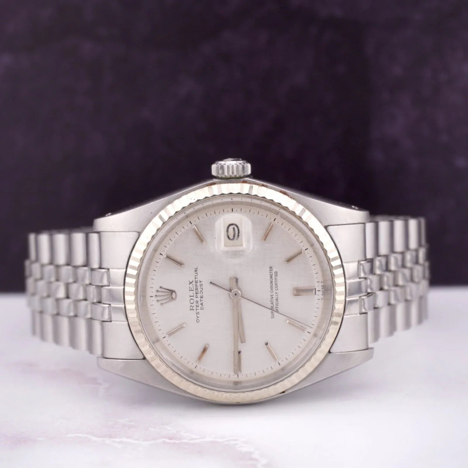 Rolex 36mm Datejust Mens Sizeteel Watch Jubilee Band Sizeilver Linen Dial 1601