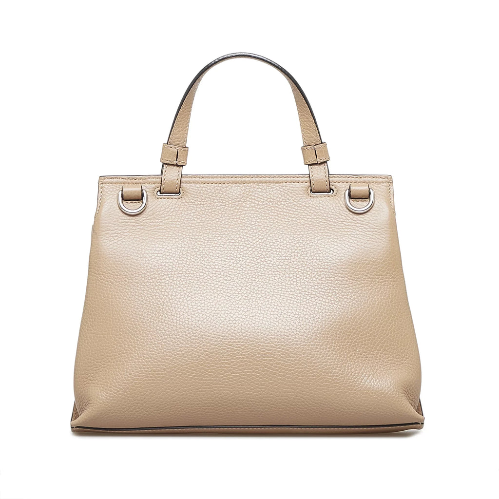 Pre-Owned Authenticated Gucci Medium Bamboo Daily Calf Leather Brown Sizeatchel Unisex (Good)