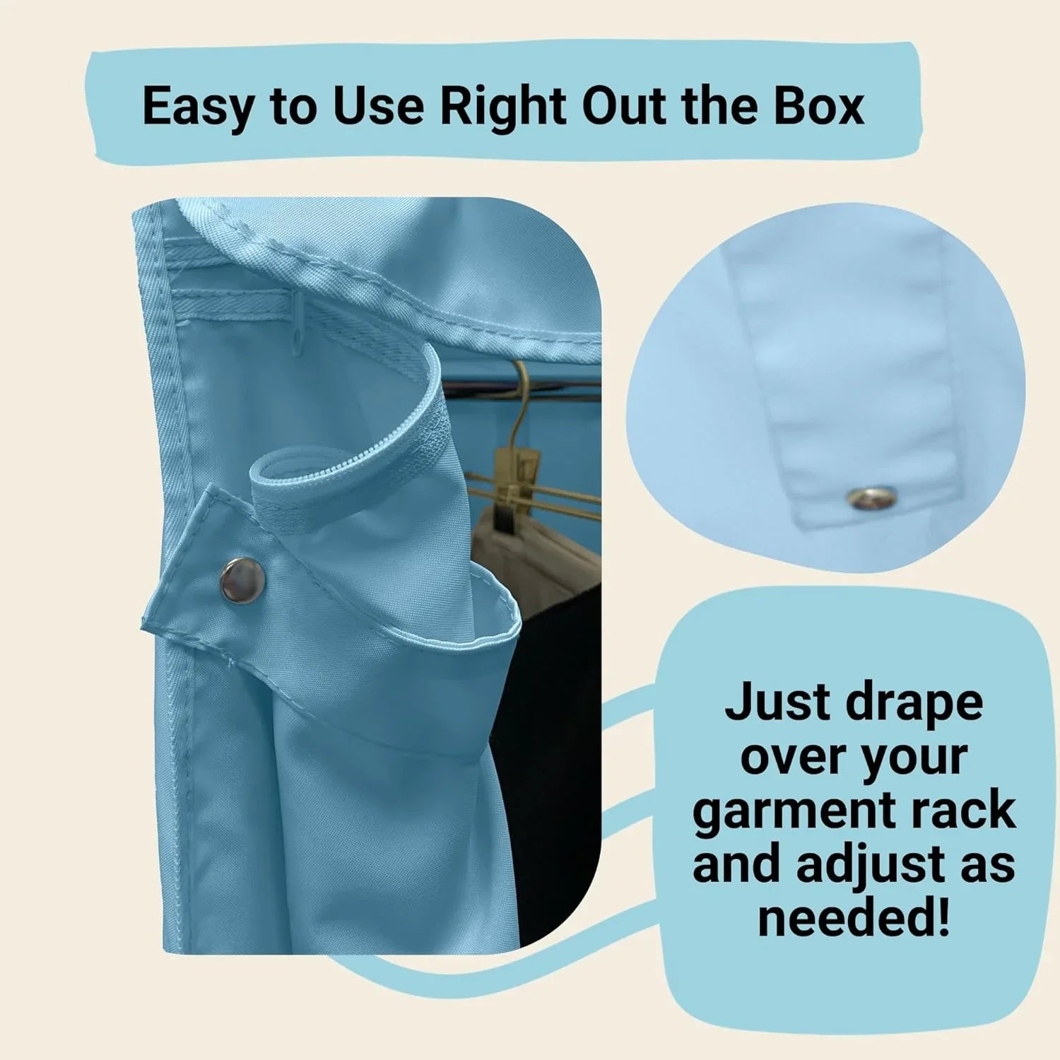 Portable Garment Rolling Rack Cover - Your Clothes From Dust Keep Your Room Looking Organized In Glacier Blue (Cover ) (48"W X 18"D X 75"H)
