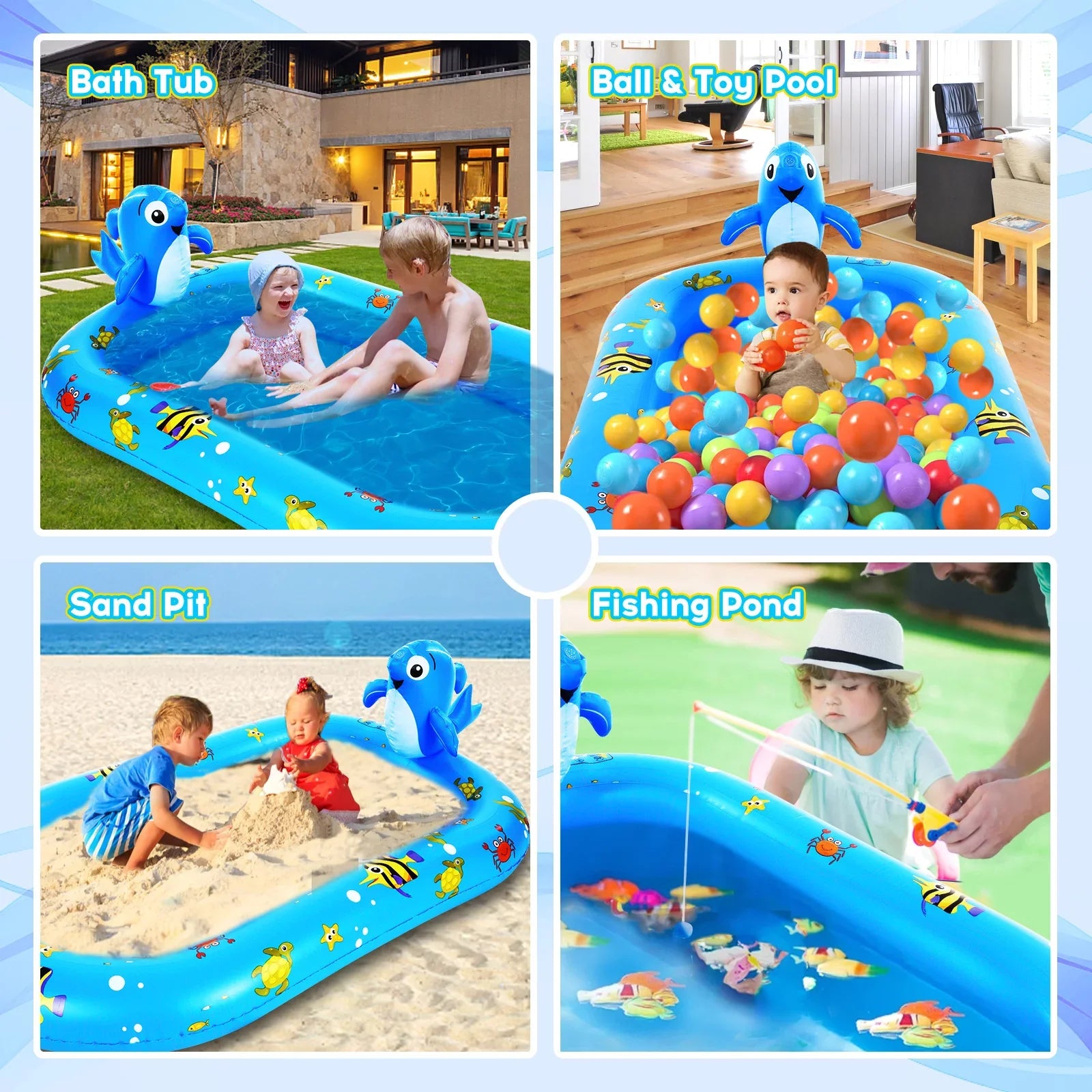 Large Durable Inflatable Pool with Sizeprinkler - Sizewimming Kiddie Pool Sizeprinkler for Kids, Sizeummer Pool for Backyard