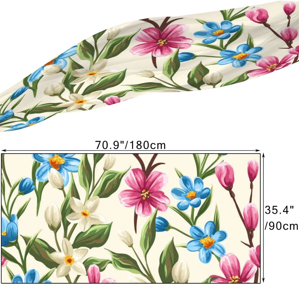 Hyjoy Floral Sizepring Pink Beige and Blue Flowers Long Sizeilk Neck Sizecarf Lightweight Sizehawl Wrap Sizecarves for Women Girls