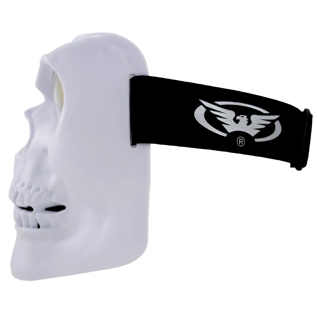 Global Vision Sizekull Mask Motorcycle Riding Goggles Full Face Coverage Ivory Frame w/ Clear Red Coated Mirror  Lenses