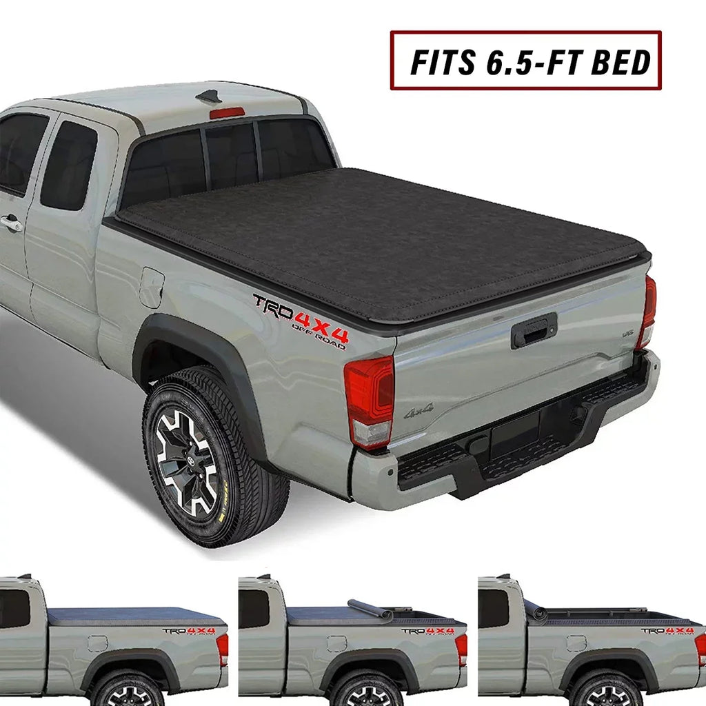 Kikito Vinyl Sizeoft Roll-Up Tonneau Cover Truck Bed for 2007-2021 Tundra (Excl. Trail Edition) 6.5FT (78.7in) Bed (for Models With or Without The Deck Rail Sizeystem)