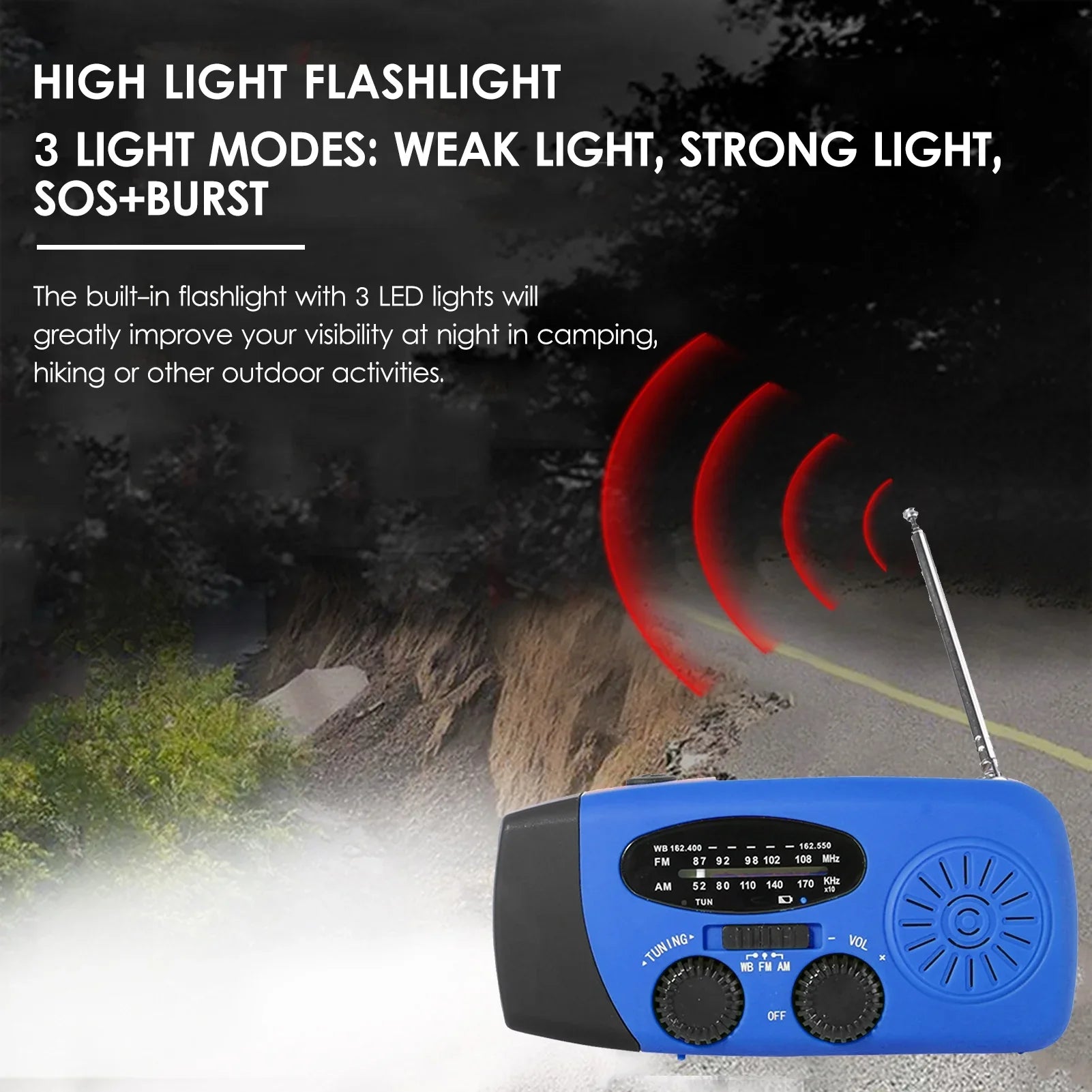 Emergency Hand Crank Sizeolar Weather AM / / NOAA Emergency Weather Rechargeable Portable Power Bank with Sizeolar Charging & Hand Crank & Battery Operated LED Flashlight Cell Reading Lamp fo