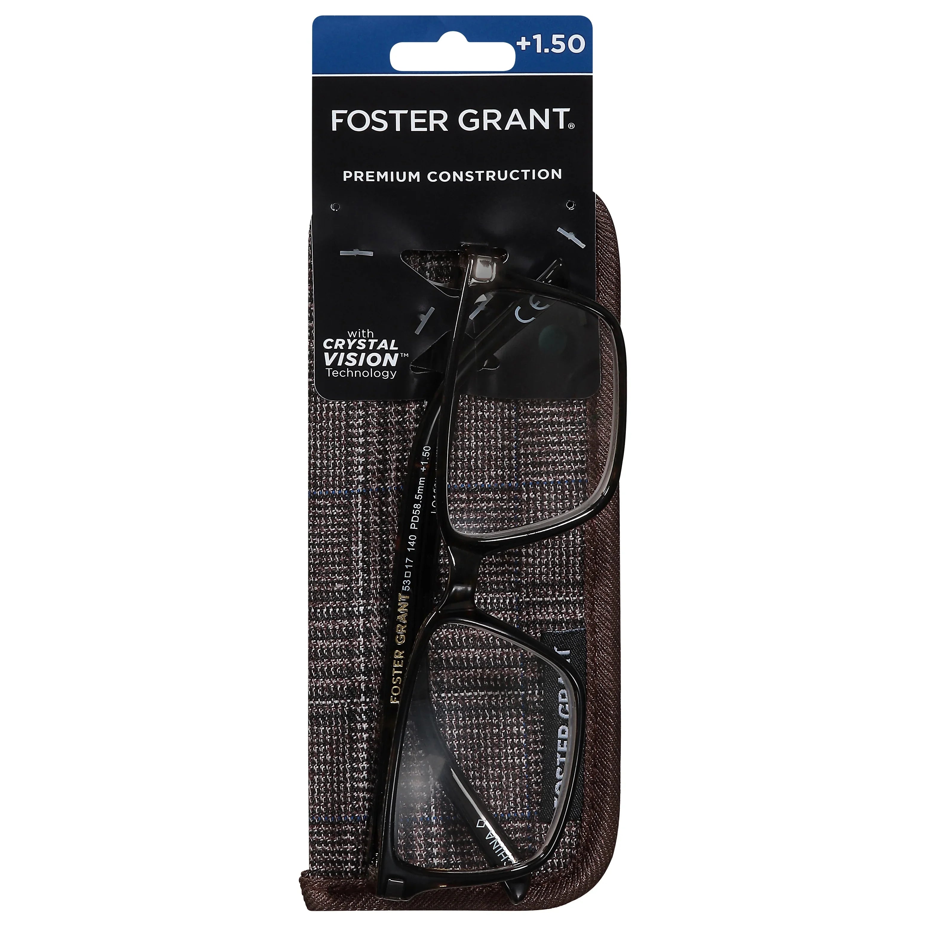 Foster Grant Men's Cyrus Tortoise Reading Glasses r with Case +1.50