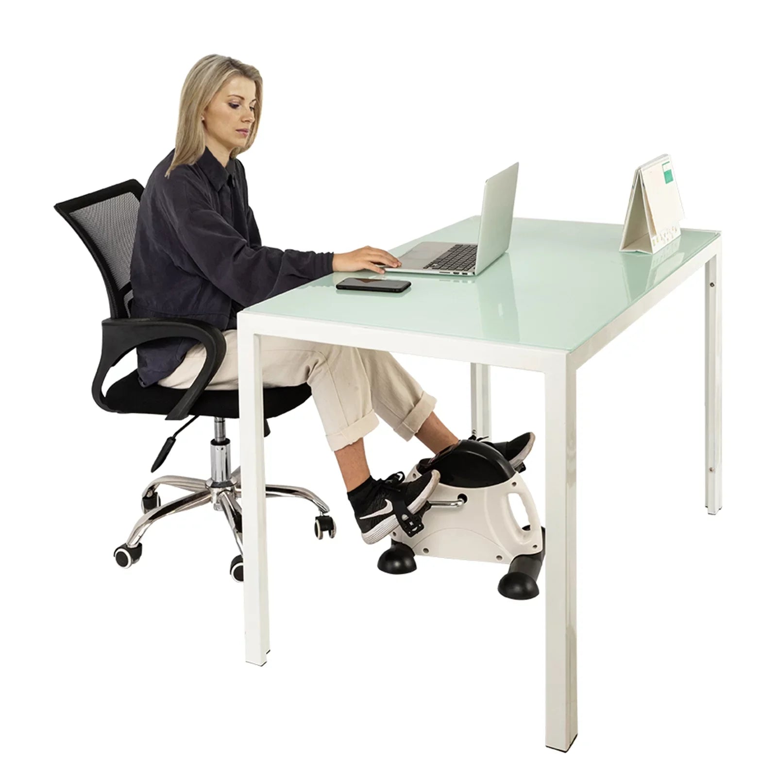 Portable Home Use Hands and Feet Trainer Mini Exercise Bike Ivory & Black