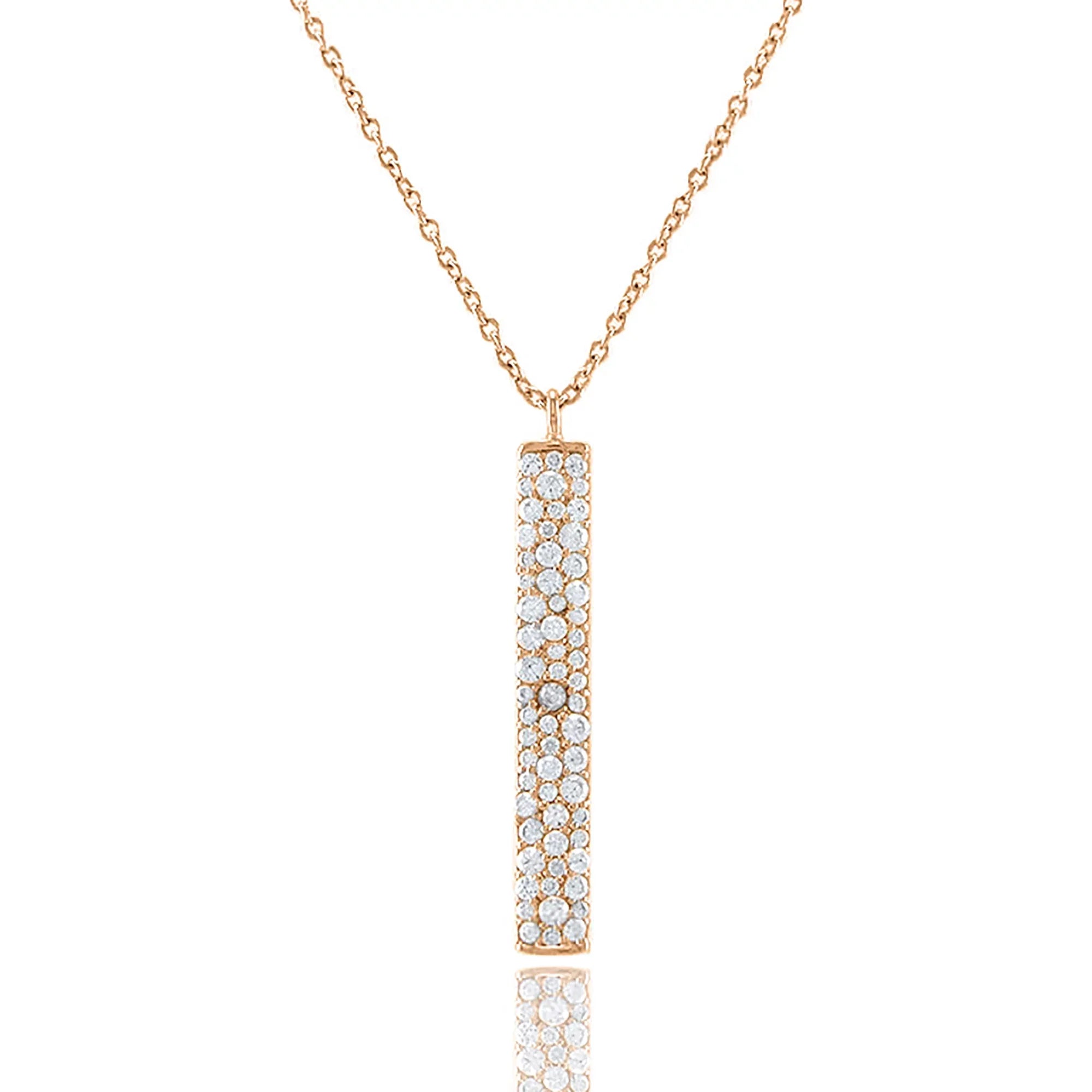 Blue Box Boutique Inc Rose Gold Plated Cubic Zirconia Accented Vertical Bar Pendant Necklace for Women, Teens