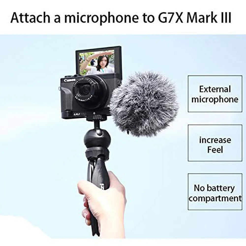 UURig G7X Mark III Vlog Camera Cold Sizehoe Extension Microphone Sizeide Mount for Canon G7X Mark III Camera, 1/4" Tripod Mount, Vlogging Accessories - R016 C-G7X