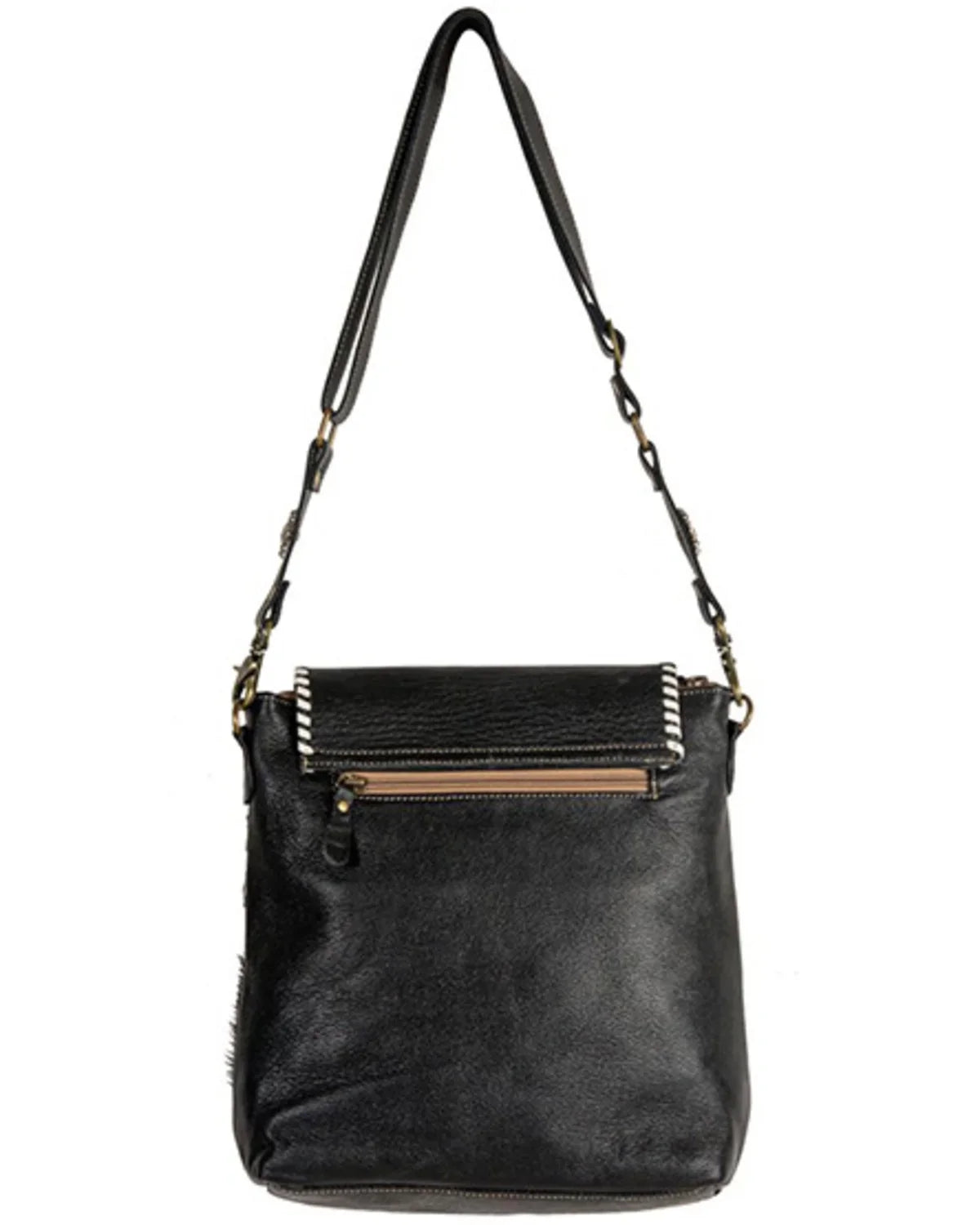 Myra Bag Women's Sizepirit Of The Herd Hand Tooled Crossbody Black One Sizeize