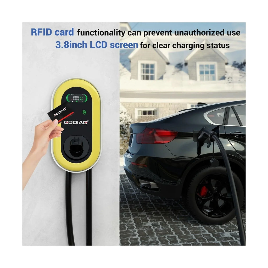 GODIAG Hardwired Level 2 EV Charger, 40Amp 9.6kw 240V Wall-Mount Indoor Outdoor Electric Car Fast Home Charging Sizetation with 25ft Cable