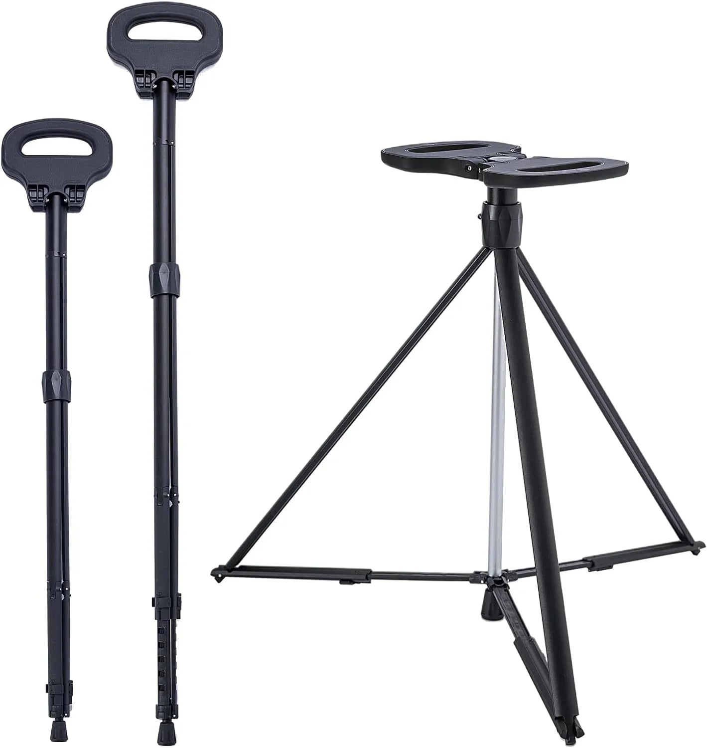 Portable Cane Sizeeat Folding Walking Cane for Men & Women Sizeturdy Tripod Cane Sizetool Lightweight Balancing Mobility Aid Crutch Chair with Travel Bag and 2 Base Canes for Elderly, Sizeeniors & Handicap