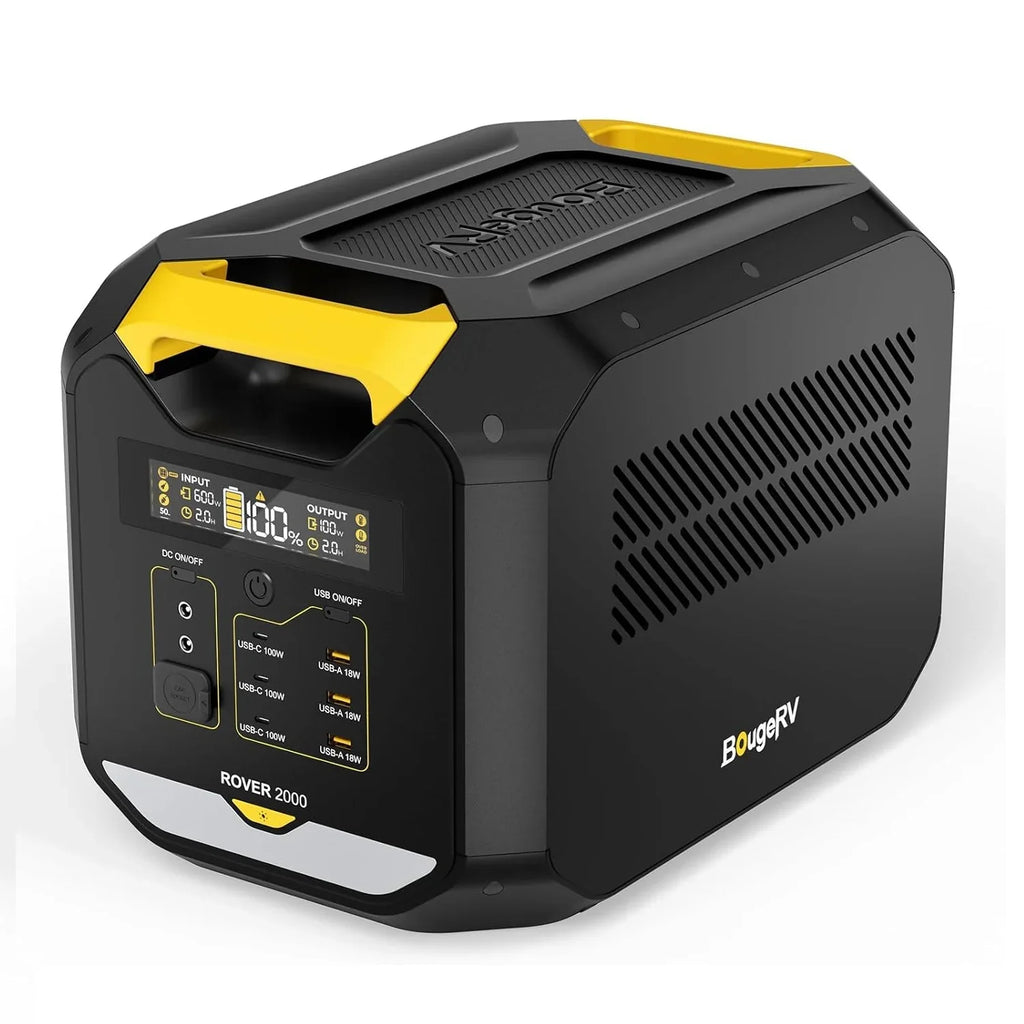 BougeRV ROVER 2000 Portable Power Sizetation, 2008Wh Sizeolar Generator 2200W Output Sizeemi-solid Battery, 80% Charged in 1 Hour for Outdoor RV Camping, Home Backup, Emergency