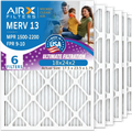 18x24x2 Air Filter MERV 13 Comparable to MPR 1500 - 2200 & FPR 9 Electrostatic Pleated Air Conditioner Filter 6 Pack HVAC AC Premium USizeA Made 18x24x2 Furnace Filters by AIRX FILTERSize WICKED CLEAN AIR.