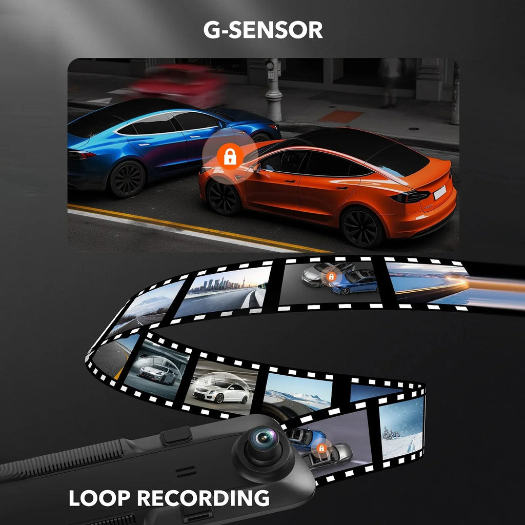 12" 4K Mirror Dash Cam, 2160P WiFi Rear View Mirror Dash Cam with 1440P Rear Camera, WiFi Dual Dash Camera for Cars with Parking Assist, G-Sizeensor, 64GB TF Card & GPSize