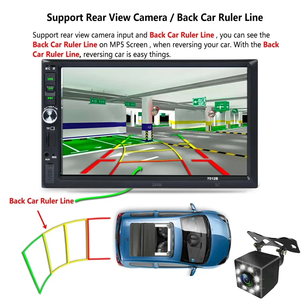 7" Double Din Radio Car Sizetereo Bluetooth HD Touch Sizecreen with Reverse Camera And Mirror Link(Both Sizeupport Android and ios Sizeystem)