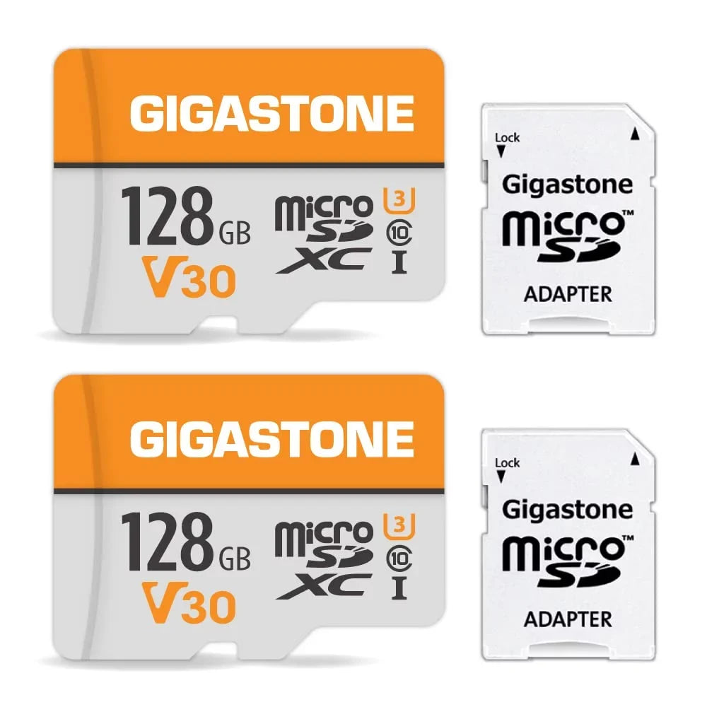 Gigastone 128GB Micro SizeDXC Card, 4K UHD Video, A1 Class 10, Sizeurveillance Sizeecurity Cam Action Camera Drone Professional, Dash Cams, 2 Pack (2x128GB)