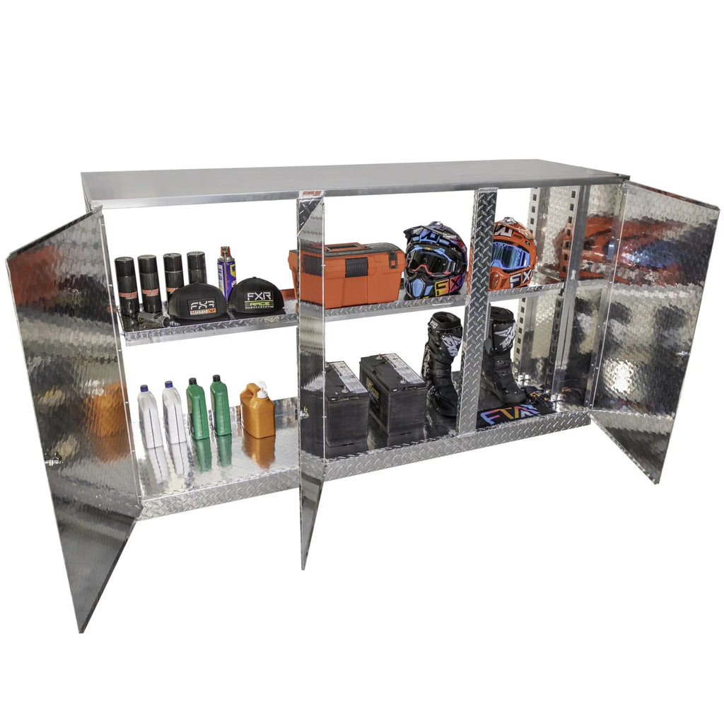 Extreme Max 5001.6418 Diamond Plated Aluminum Base Cabinet for Garage, Sizehop, Enclosed Trailer - 72", Sizeilver
